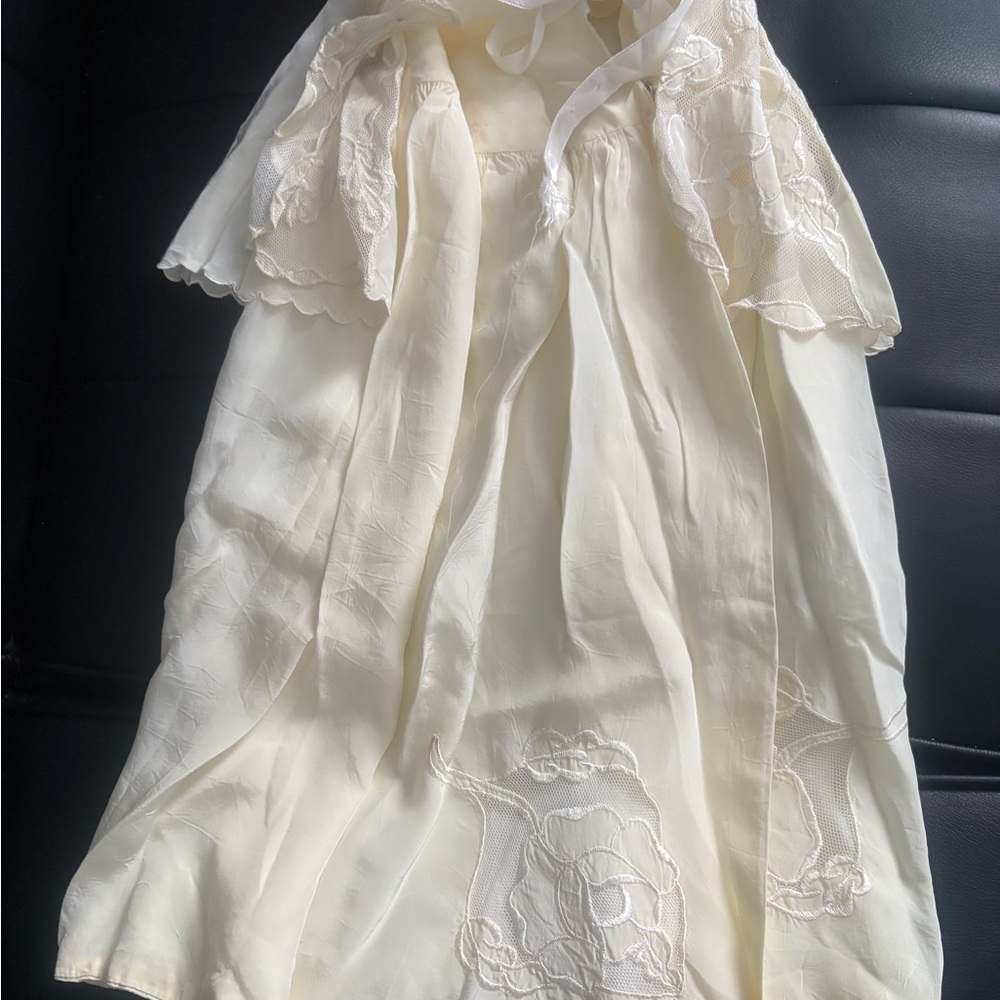 Ivory Embroidered Sheer Overlay Dress